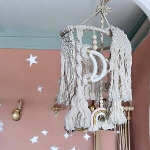 Handmade Macrame Mobile Hanger Any Room, Cribs Or Dorm